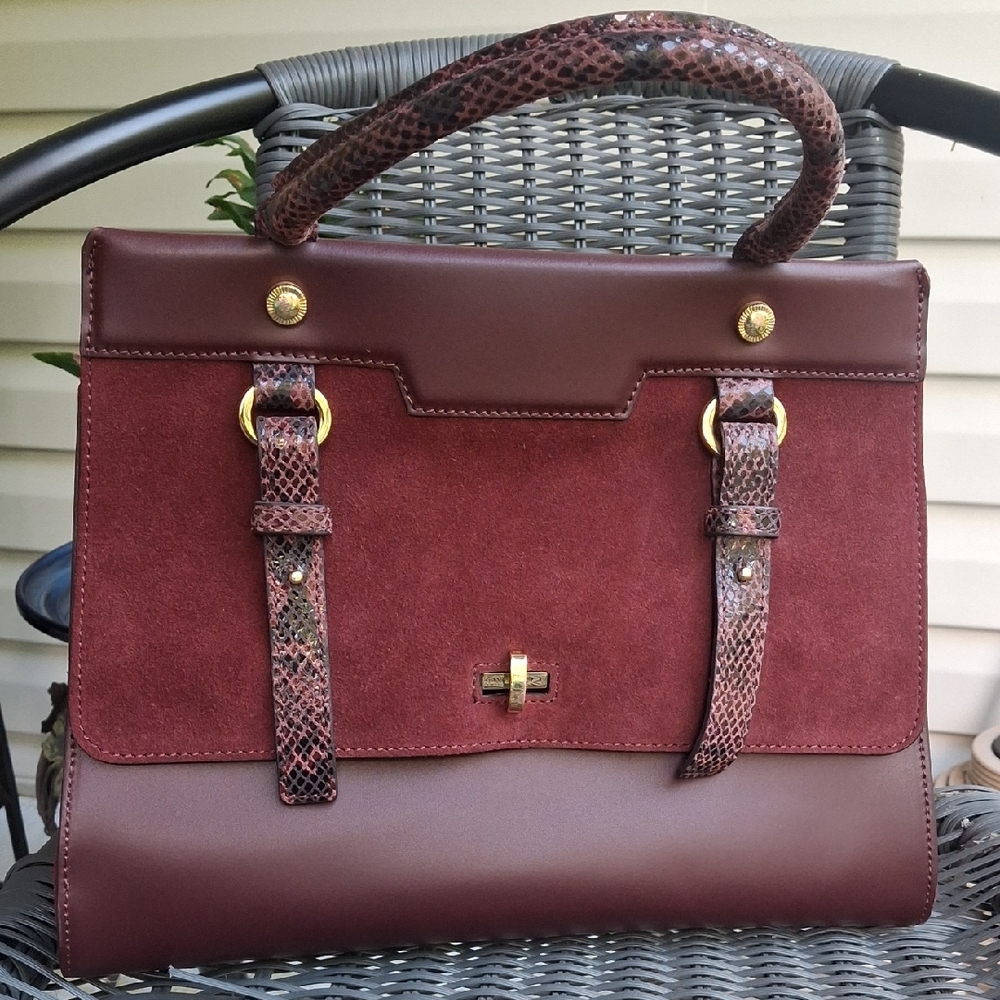 Iacucci Burgundy Handbag with Gold Accents